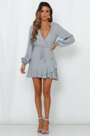 Hello Molly Womens Long Sleeve Dresses | Down By The Southbank Dress Grey