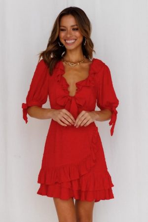 Hello Molly Womens Mini Dresses | Viennese Dreams Dress Red