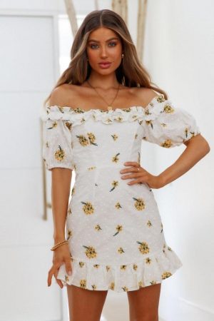 Hello Molly Womens Off The Shoulder Dresses | Gonna Be History Dress Yellow