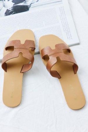 Hello Molly Womens Sandals | BILLINI Havita Slides Chestnut Python