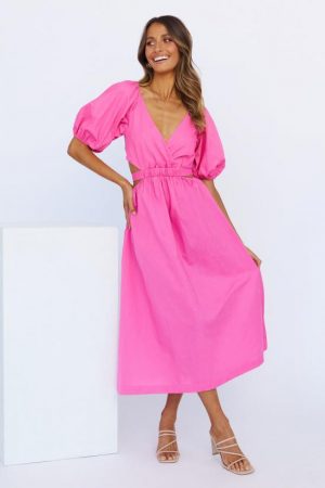Hello Molly Womens Midi Dresses | Not A Second Midi Dress Hot Pink