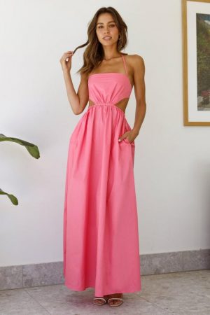 Hello Molly Womens Maxi Dresses | Should We Go Maxi Dress Pink