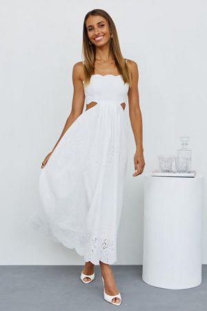 Hello Molly Womens Midi Dresses | Sunny Times Midi Dress White